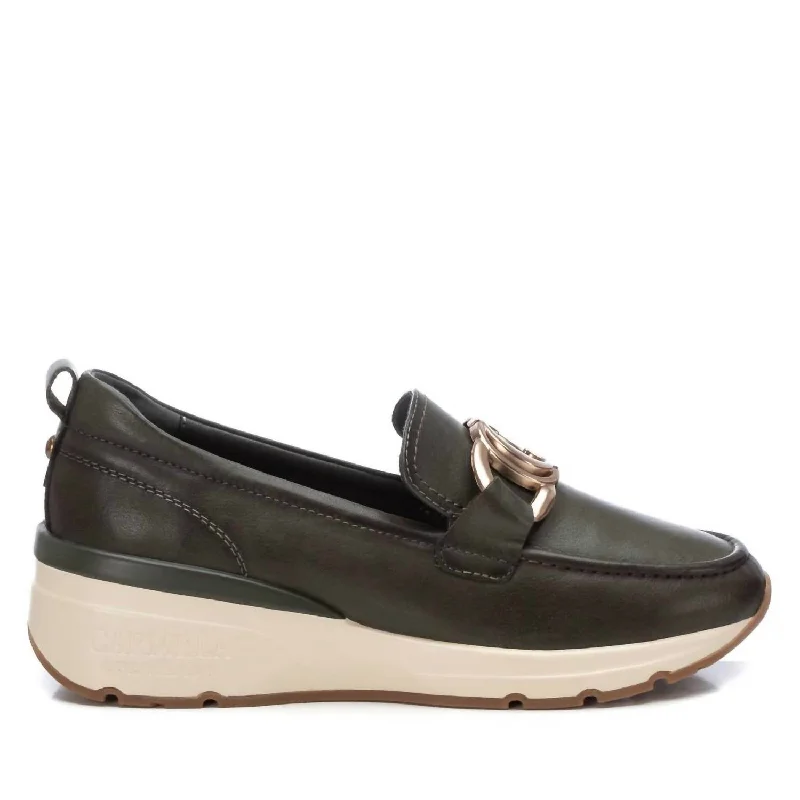 Women's Tassel - Trimmed Loafers with a Low Heel in Olive Green for a Trendy Twist Women's Carmela Collection Moccasins Shoes In Kakhi Women's Tassel - Trimmed Loafers with a Low Heel in Olive Green for a Trendy Twist Women's Carmela Collection Moccasins Shoes In Kakhi