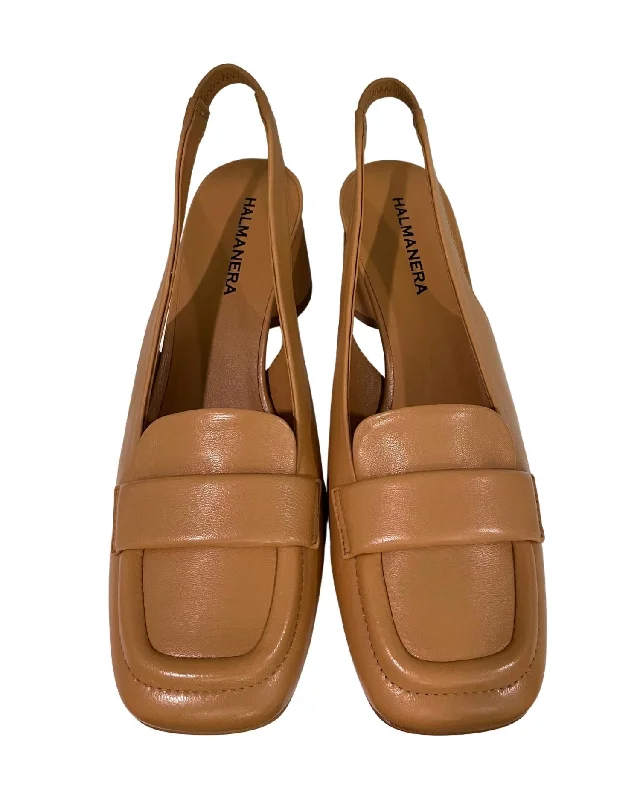 Women's Premium Leather Tassel Loafers in Dark Brown for a Classic Office Look Women's Slingback Loafer With Stack Heel In Baron Camel Women's Premium Leather Tassel Loafers in Dark Brown for a Classic Office Look Women's Slingback Loafer With Stack Heel In Baron Camel