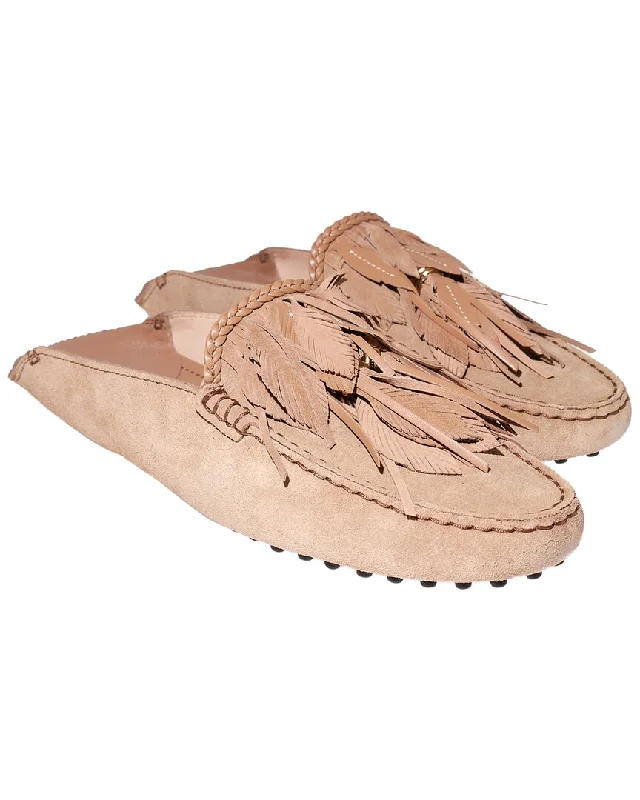 Women's Fur - Lined Loafers in Tan for a Cozy Winter Option TOD’s Feather Suede Loafer Women's Fur - Lined Loafers in Tan for a Cozy Winter Option TOD’s Feather Suede Loafer