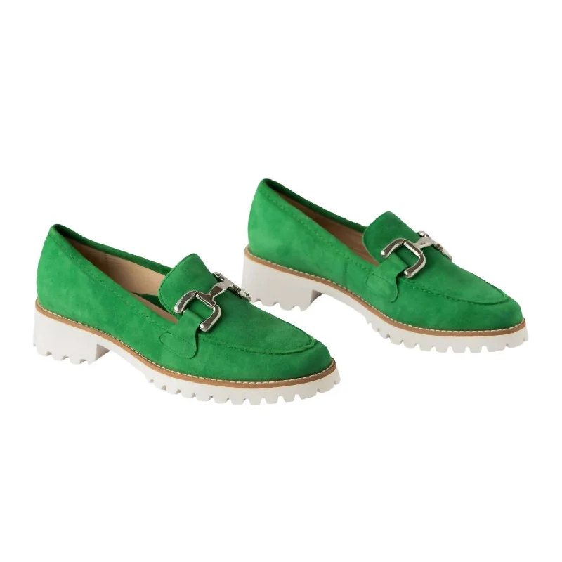 Women's Metallic Foil - Finish Loafers in Gold for a Glamorous Night Out Women's Kiana Loafer In Grass Green Suede Women's Metallic Foil - Finish Loafers in Gold for a Glamorous Night Out Women's Kiana Loafer In Grass Green Suede