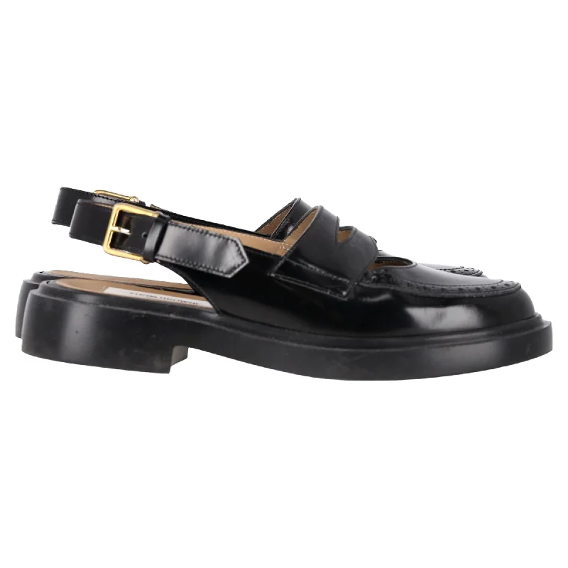 Women's Glitter - Embellished Loafers in Silver for a Sparkly Party Look Thom Browne Slingback Penny Loafers in Black Leather Women's Glitter - Embellished Loafers in Silver for a Sparkly Party Look Thom Browne Slingback Penny Loafers in Black Leather