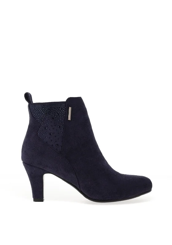 Women's Ankle Boots with Cut - Out Details in Beige for a Unique and Stylish EdgeRedz Embellished Heeled Ankle Boots, Navy Women's Ankle Boots with Cut - Out Details in Beige for a Unique and Stylish EdgeRedz Embellished Heeled Ankle Boots, Navy