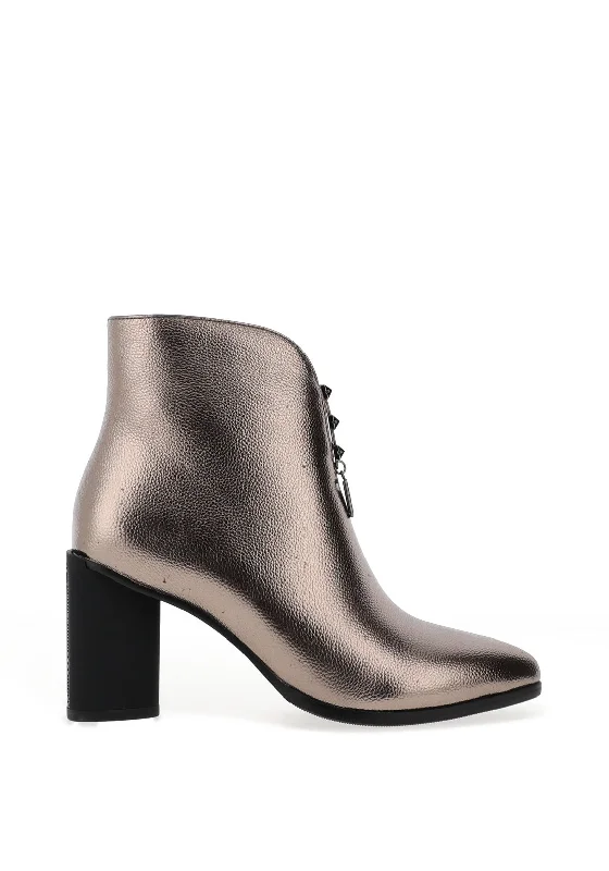 Women's Combat Boots with Studded Details in Olive Green for an Edgy Punk LookRedz Metallic Block Heeled Ankle Boots, Dark Silver Women's Combat Boots with Studded Details in Olive Green for an Edgy Punk LookRedz Metallic Block Heeled Ankle Boots, Dark Silver