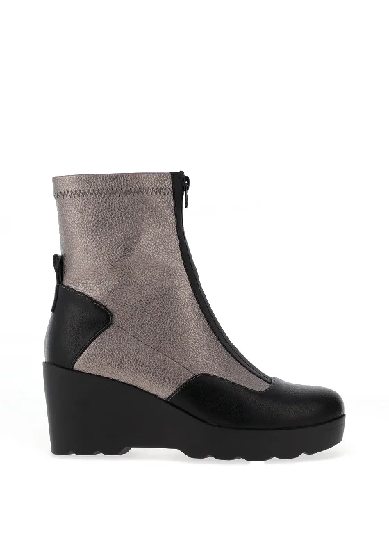 Women's Ankle Booties with Faux Leather and Furry Cuffs in Tan for a Cute and Warm StyleRedz Metallic Wedge Ankle Boots, Grey and Black Women's Ankle Booties with Faux Leather and Furry Cuffs in Tan for a Cute and Warm StyleRedz Metallic Wedge Ankle Boots, Grey and Black