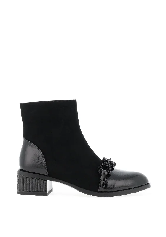 Women's Knee - High Leather Riding Boots in Black for a Classic Equestrian LookLoretta Vitale Beaded Detail Heeled Ankle Boots, Black Women's Knee - High Leather Riding Boots in Black for a Classic Equestrian LookLoretta Vitale Beaded Detail Heeled Ankle Boots, Black