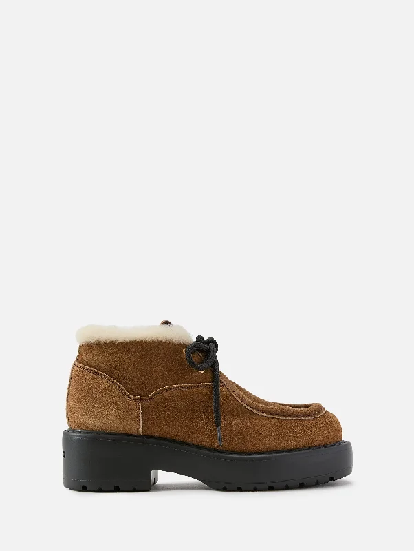 Women's Knee - High Lace - Up Boots in Brown with Buckle Accents for a Western VibeLug Sole Lace Up Bootie