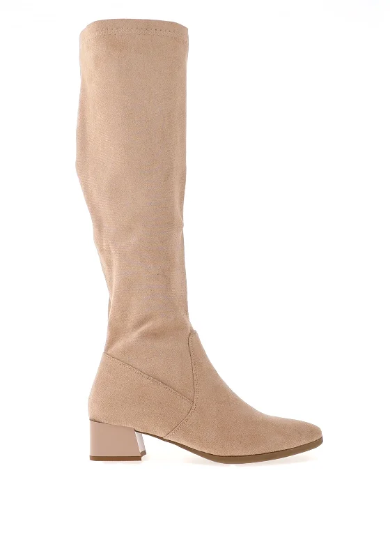 Plus Size Women's Snake Print Knee - High Boots in Brown for a Fashion - Forward StatementPatrizio Como Emmetton Heeled Knee High Boots, Beige Plus Size Women's Snake Print Knee - High Boots in Brown for a Fashion - Forward StatementPatrizio Como Emmetton Heeled Knee High Boots, Beige