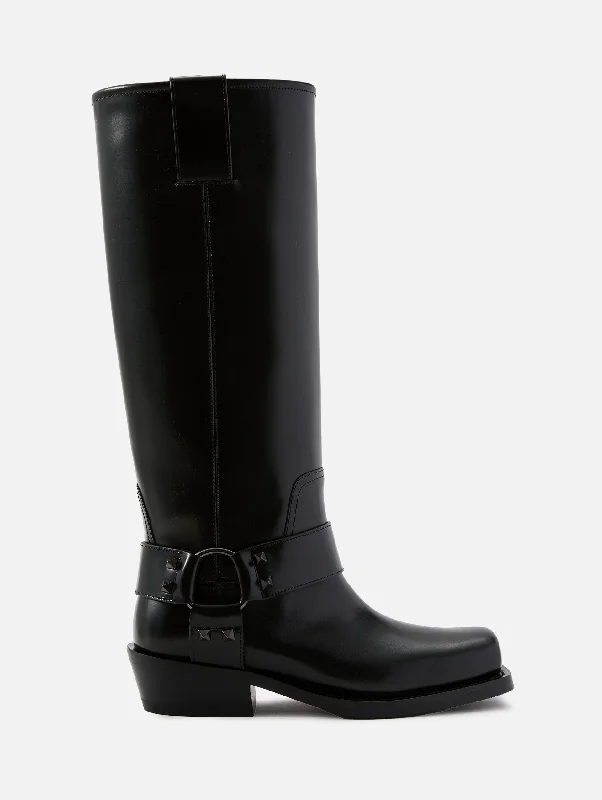 Plus Size Women's Block - Heeled Ankle Boots in Red for a Bold and Chic StatementRockstud Biker Boot Plus Size Women's Block - Heeled Ankle Boots in Red for a Bold and Chic StatementRockstud Biker Boot