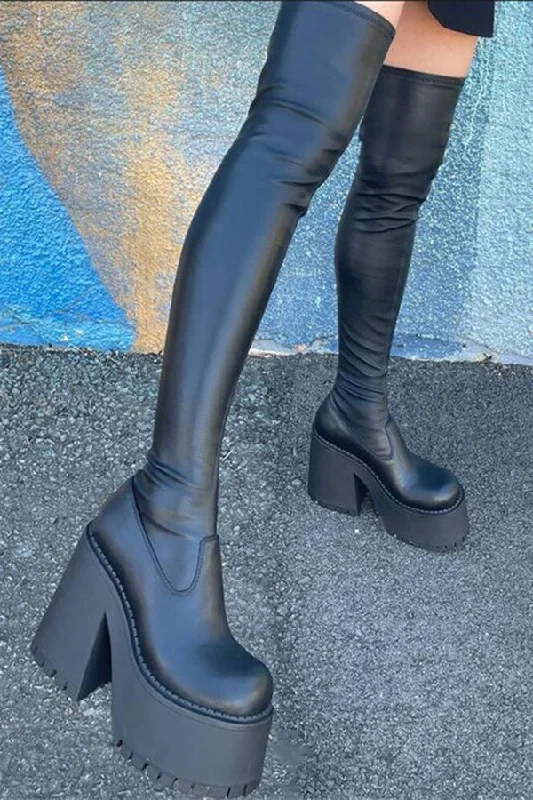 Women's Knee - High Leather Riding Boots in Black for a Classic Equestrian LookBlack Whimsical Over The Knee Boots Women's Knee - High Leather Riding Boots in Black for a Classic Equestrian LookBlack Whimsical Over The Knee Boots