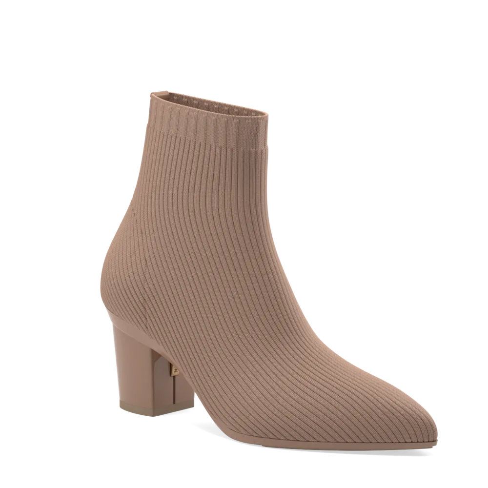 Women's Knee - High Lace - Up Boots in Brown with Buckle Accents for a Western VibeThe Bootie - Latte Knit + Block Heel Kit 3 Latte Women's Knee - High Lace - Up Boots in Brown with Buckle Accents for a Western VibeThe Bootie - Latte Knit + Block Heel Kit 3 Latte
