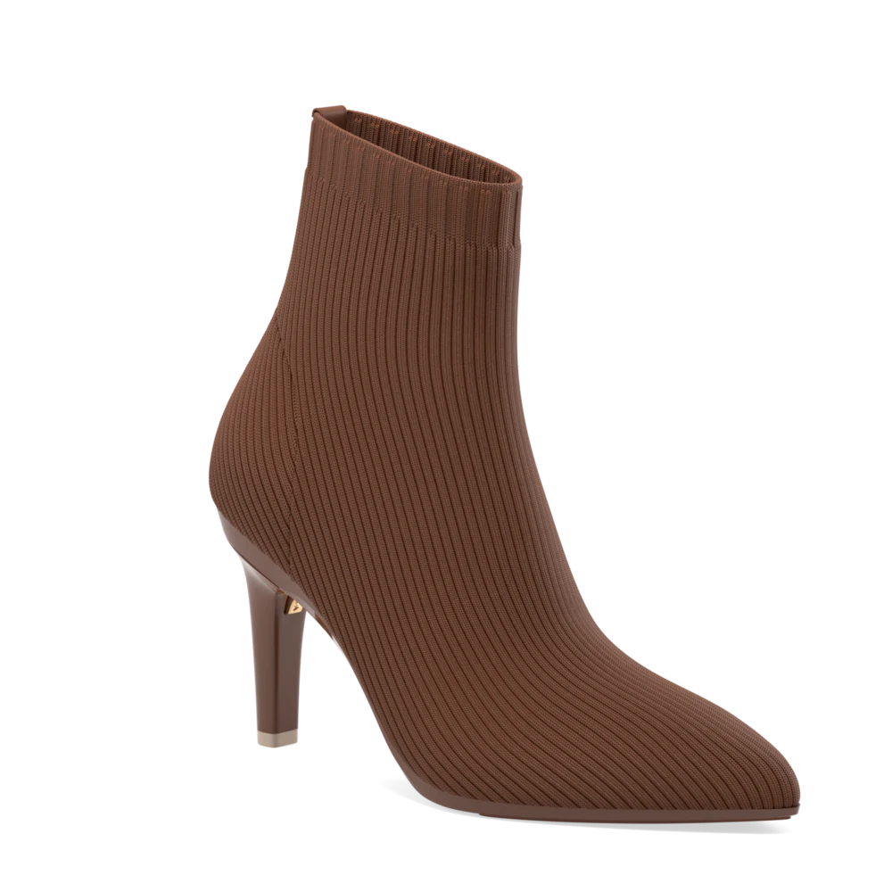 Women's Knee - High Lace - Up Boots in Brown with Buckle Accents for a Western VibeThe Bootie Walnut Knit + Stiletto Heel Kit 4 Walnut Women's Knee - High Lace - Up Boots in Brown with Buckle Accents for a Western VibeThe Bootie Walnut Knit + Stiletto Heel Kit 4 Walnut