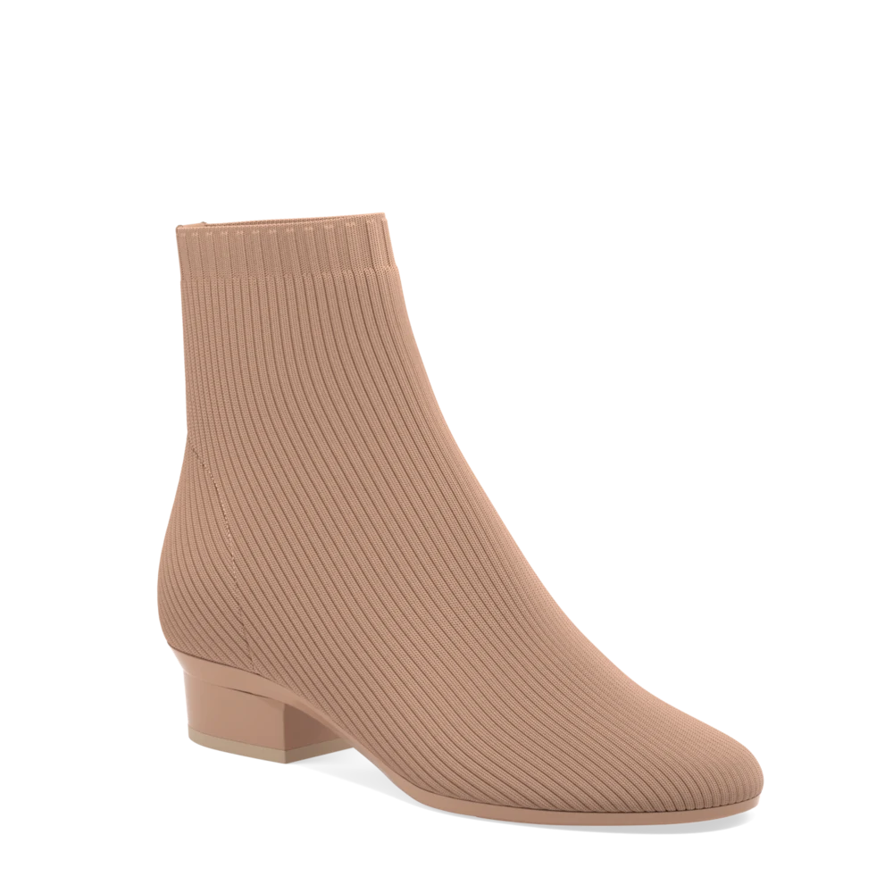 Women's Mid - Calf Suede Boots in Beige with Tassel Trim for a Boho - Inspired StyleThe Josie Bootie - Latte Knit Women's Mid - Calf Suede Boots in Beige with Tassel Trim for a Boho - Inspired StyleThe Josie Bootie - Latte Knit
