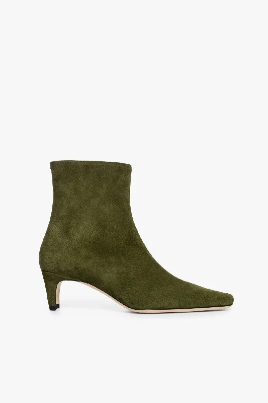 Women's Leather Motorcycle Boots in Dark Brown with Silver Hardware for a Cool Biker LookWALLY ANKLE BOOT | OLIVE SUEDE Women's Leather Motorcycle Boots in Dark Brown with Silver Hardware for a Cool Biker LookWALLY ANKLE BOOT | OLIVE SUEDE