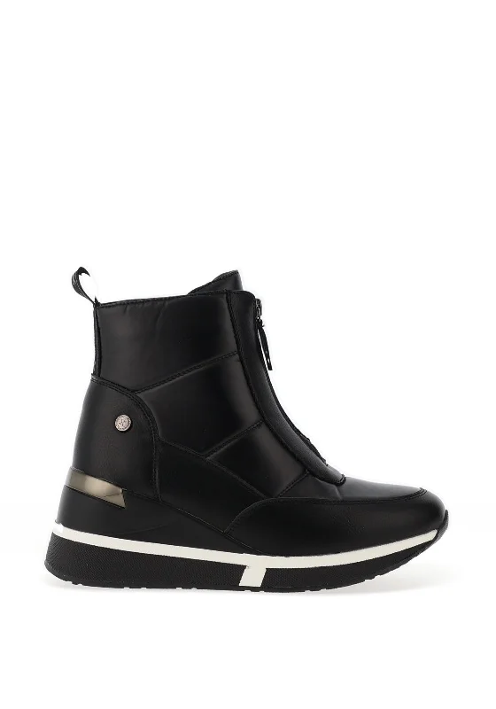 Women's Thigh - High Stretch Boots in Black for a Sexy and Alluring OutfitXti Zip Detail Wedge Ankle Boots, Black Women's Thigh - High Stretch Boots in Black for a Sexy and Alluring OutfitXti Zip Detail Wedge Ankle Boots, Black