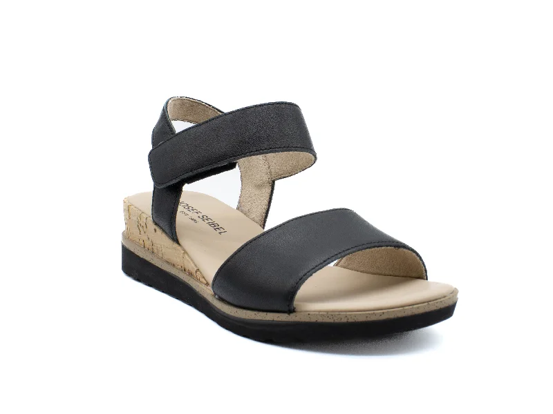 Plus Size Women's Wide - Width Platform Sandals in Black for Added Comfort and HeightJOSEF SEIBEL Wyatt
