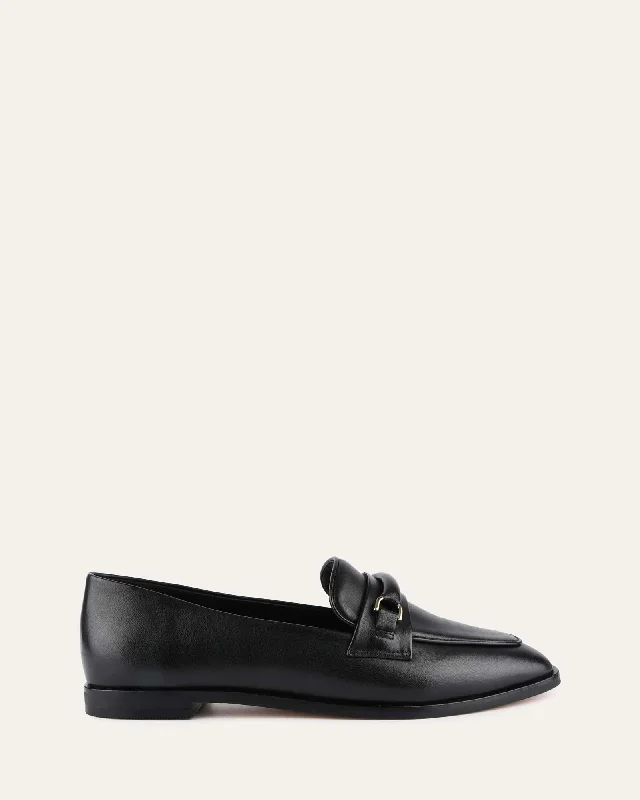 Sustainable Women's Recycled Material Loafers in Gray for Eco - Conscious ShoppersATHENA LOAFERS BLACK LEATHER Sustainable Women's Recycled Material Loafers in Gray for Eco - Conscious ShoppersATHENA LOAFERS BLACK LEATHER