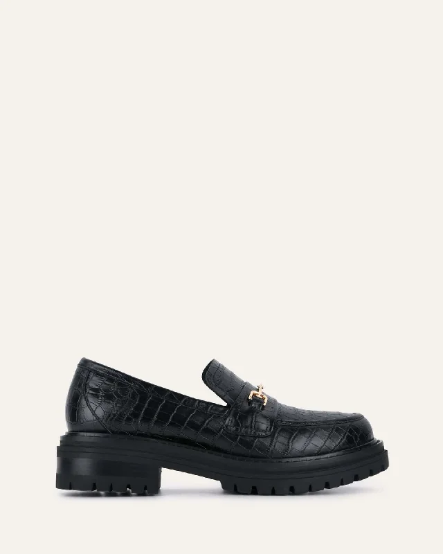 Shock - Absorbing Women's Loafers in Gray for Active LifestylesBRIXTON LOAFERS BLACK CROC Shock - Absorbing Women's Loafers in Gray for Active LifestylesBRIXTON LOAFERS BLACK CROC
