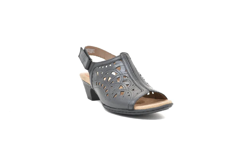 Plus Size Women's Wide - Width Platform Sandals in Black for Added Comfort and HeightCOBB HILL Abbott High Vamp Sling Sandal