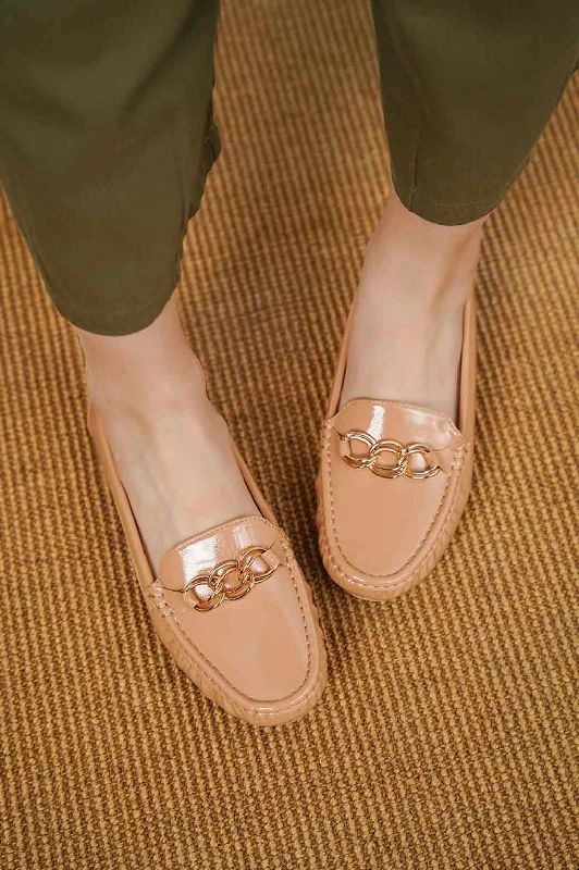 Women's Fur - Lined Loafers in Tan for a Cozy Winter OptionCOMFY PATENT DRIVERS