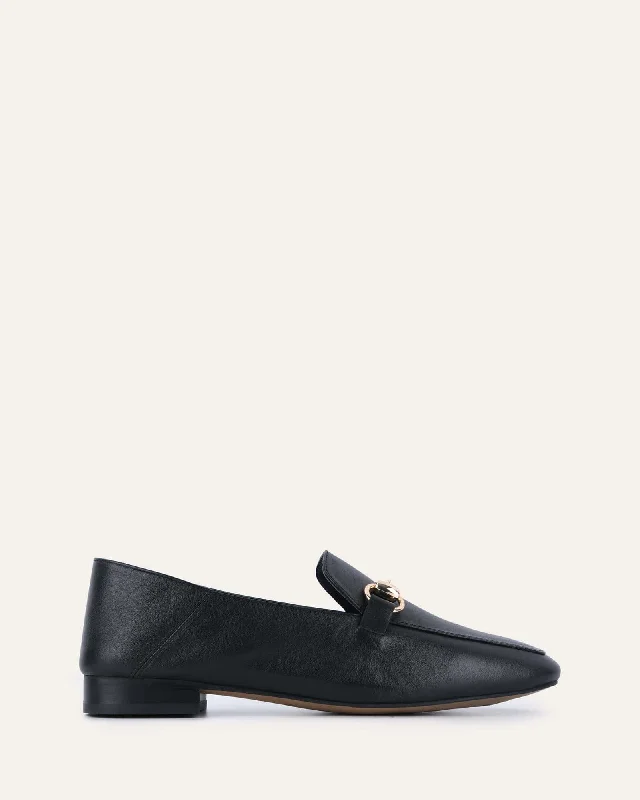 Women's Metallic Foil - Finish Loafers in Gold for a Glamorous Night OutDULANEY LOAFERS BLACK LEATHER Women's Metallic Foil - Finish Loafers in Gold for a Glamorous Night OutDULANEY LOAFERS BLACK LEATHER