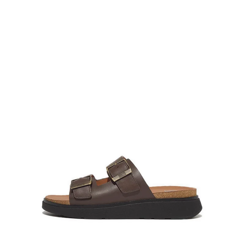 Women's Sandals with a Wedge Heel and a Tassel Detail in Orange for a Trendy LookGEN-FF BUCKLE TWO-BAR LEATHER SLIDES Women's Sandals with a Wedge Heel and a Tassel Detail in Orange for a Trendy LookGEN-FF BUCKLE TWO-BAR LEATHER SLIDES
