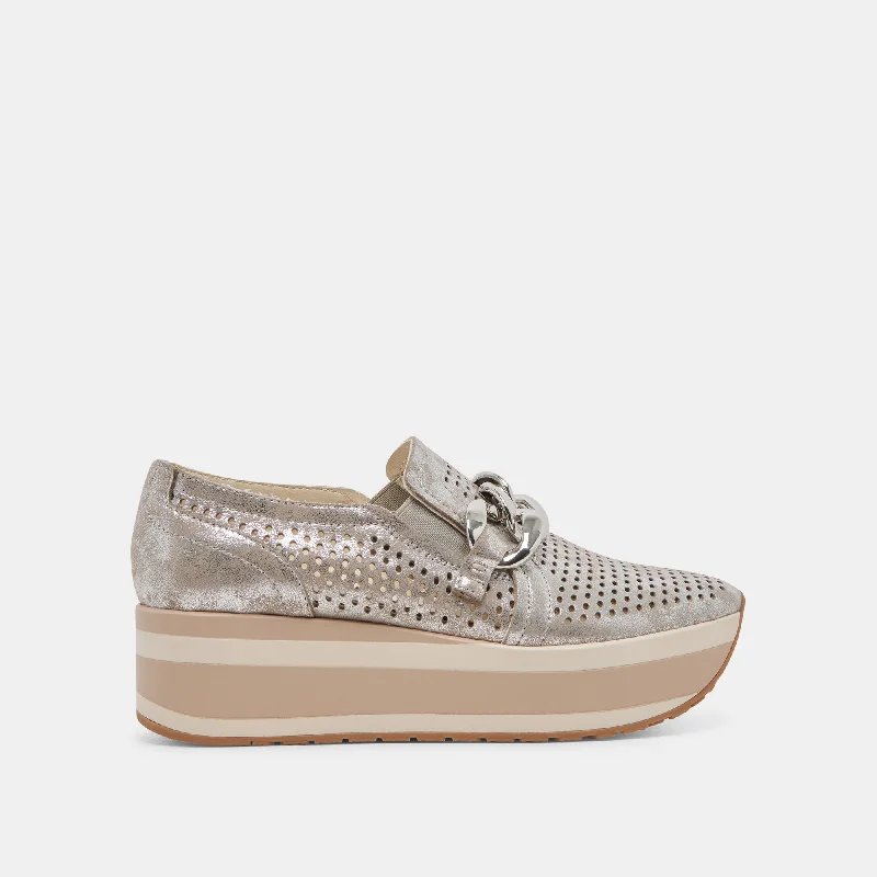 Child - Friendly Women's Loafers in Purple for Moms on the GoJHENEE PERFORATED SNEAKERS SILVER NUBUCK Child - Friendly Women's Loafers in Purple for Moms on the GoJHENEE PERFORATED SNEAKERS SILVER NUBUCK