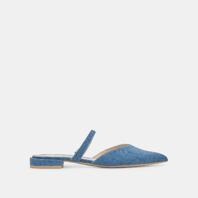 Women's Glitter - Embellished Loafers in Silver for a Sparkly Party LookKANIKA FLATS BLUE DENIM