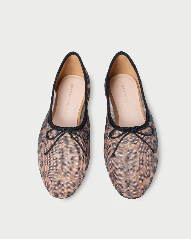 Slip - Resistant Women's Rubber - Sole Loafers in Navy for Wet ConditionsLandon Leopard Mesh Ballet Flat Slip - Resistant Women's Rubber - Sole Loafers in Navy for Wet ConditionsLandon Leopard Mesh Ballet Flat