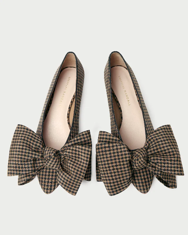Orthopedic Women's Loafers with Arch Support in Brown for Foot HealthNoa Brown/Black Check Bow Flat Orthopedic Women's Loafers with Arch Support in Brown for Foot HealthNoa Brown/Black Check Bow Flat