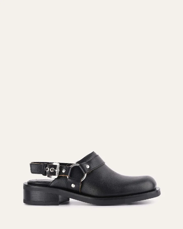Sustainable Women's Recycled Material Loafers in Gray for Eco - Conscious ShoppersROMAN SLINGBACK LOAFERS BLACK LEATHER Sustainable Women's Recycled Material Loafers in Gray for Eco - Conscious ShoppersROMAN SLINGBACK LOAFERS BLACK LEATHER