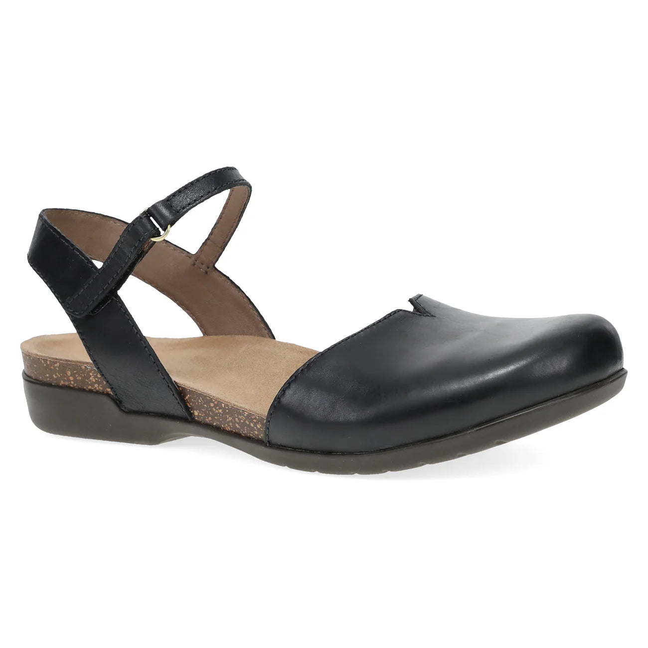 Women's Flat Slide Sandals with a Memory Foam Insole in White for All - Day ComfortRowan - Black Waxy Burnished