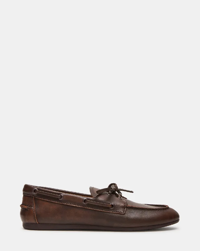 Waterproof Women's Loafers in Black for Rainy DaysSAG BROWN LEATHER