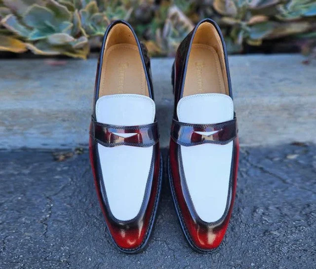 Sustainable Women's Recycled Material Loafers in Gray for Eco - Conscious ShoppersStyle: 480-102PT-Burgundy/White Sustainable Women's Recycled Material Loafers in Gray for Eco - Conscious ShoppersStyle: 480-102PT-Burgundy/White