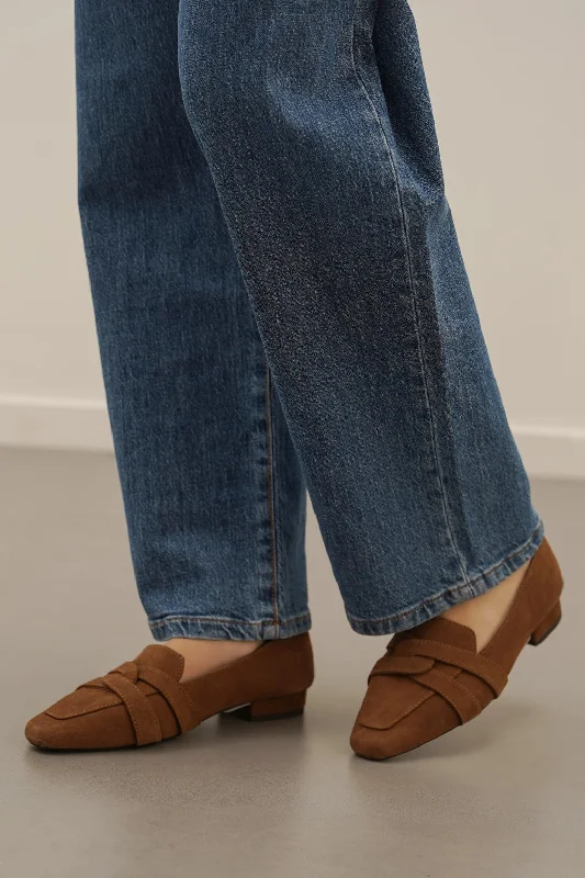 Women's Bow - Embellished Loafers in Red for a Feminine TouchSUEDE SLIP-ONS