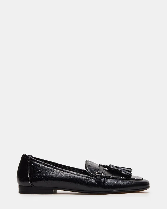 Women's Bow - Embellished Loafers in Red for a Feminine TouchTORIE BLACK LEATHER