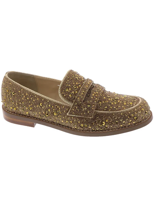 Waterproof Women's Loafers in Black for Rainy DaysWomens Rhinestone Flat Loafers