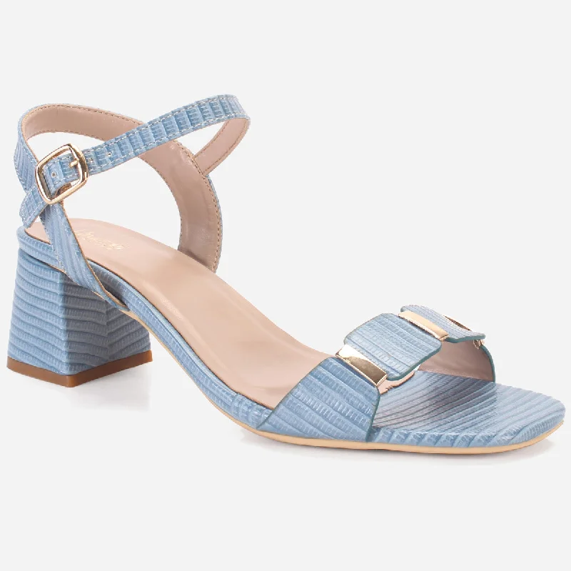 Women's Leather - Strapped Sandals with a Braided Detail in Brown for a Rustic AppealWomens "ZURIA" Ankle Strap Block Heeled Sandals