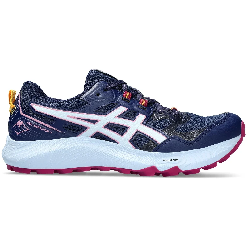 Women's Running Shoes with a Toe Box Reinforcement in Silver for Toe ProtectionAsics Gel Sonoma 7 Womens Trail Running Shoes - Navy Women's Running Shoes with a Toe Box Reinforcement in Silver for Toe ProtectionAsics Gel Sonoma 7 Womens Trail Running Shoes - Navy
