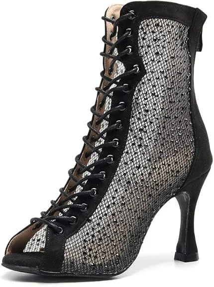 High - Quality Leather Salsa Dance Shoes in Sky Blue for Professional DancersBlack Dance Boots Rhinestone High Heels Dance Shoes High - Quality Leather Salsa Dance Shoes in Sky Blue for Professional DancersBlack Dance Boots Rhinestone High Heels Dance Shoes