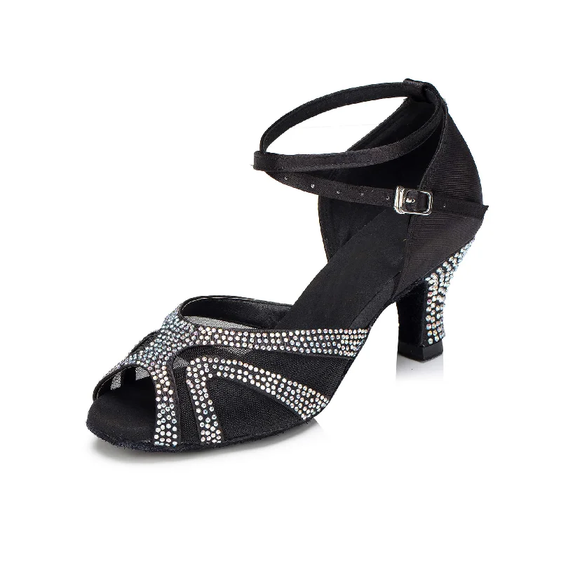 Women's Lace - Up Latin Dance Shoes in Coral with Shock - Absorbing InsolesBlack Rhinestone Ballroom Dance Shoes Bachata Latin Salsa Dance Shoes Women's Lace - Up Latin Dance Shoes in Coral with Shock - Absorbing InsolesBlack Rhinestone Ballroom Dance Shoes Bachata Latin Salsa Dance Shoes