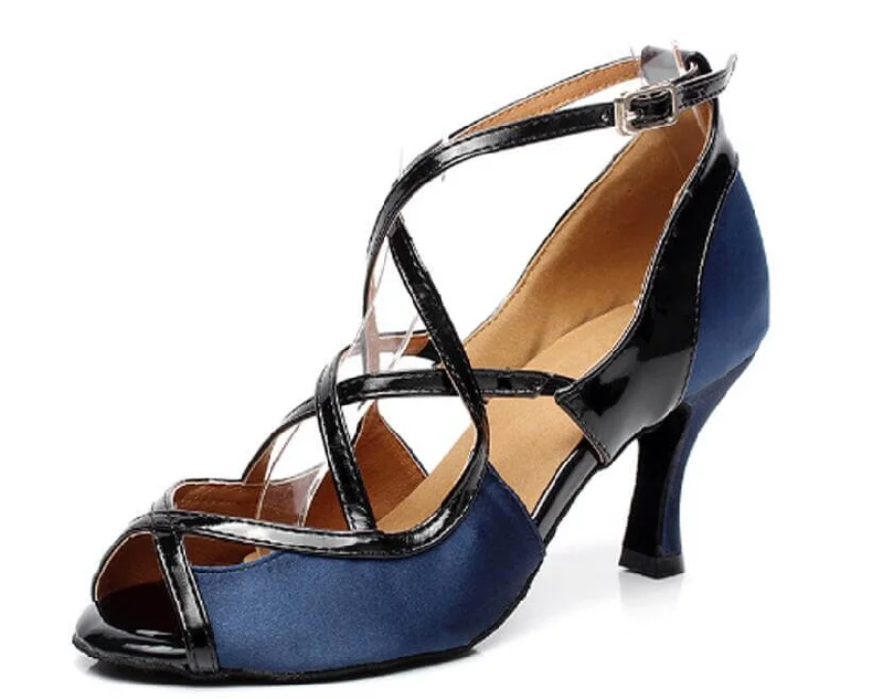 Women's Ankle - Strap Tap Dance Shoes in Purple with Noise - Reducing FeaturesDark Blue Ballroom Dancing Shoes Latin Salsa Dance Shoes Women's Ankle - Strap Tap Dance Shoes in Purple with Noise - Reducing FeaturesDark Blue Ballroom Dancing Shoes Latin Salsa Dance Shoes