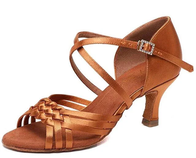 Non - Slip Soles Salsa Dance Shoes in Lime Green for Secure MovementsDark Tan Satin Latin Salsa Dance Shoes Non - Slip Soles Salsa Dance Shoes in Lime Green for Secure MovementsDark Tan Satin Latin Salsa Dance Shoes
