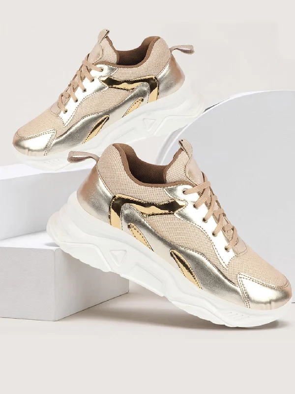 Women's Sneakers with Removable Insoles for Easy Cleaning and CustomizationWomen Golden Embellished Sporty Design Fashion Stylish Lace Up Sneakers Shoes Women's Sneakers with Removable Insoles for Easy Cleaning and CustomizationWomen Golden Embellished Sporty Design Fashion Stylish Lace Up Sneakers Shoes
