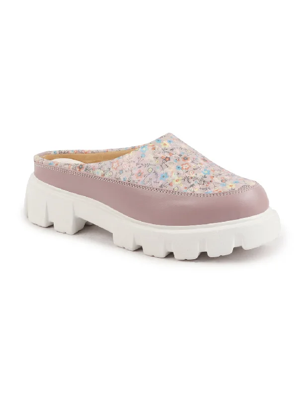 Women's Sneakers with Adjustable Straps for a Customized Fit During High - Impact ExercisesWomen Peach Stiched Floral Print Back Open Height Enhancer Slip On Casual Shoes Women's Sneakers with Adjustable Straps for a Customized Fit During High - Impact ExercisesWomen Peach Stiched Floral Print Back Open Height Enhancer Slip On Casual Shoes