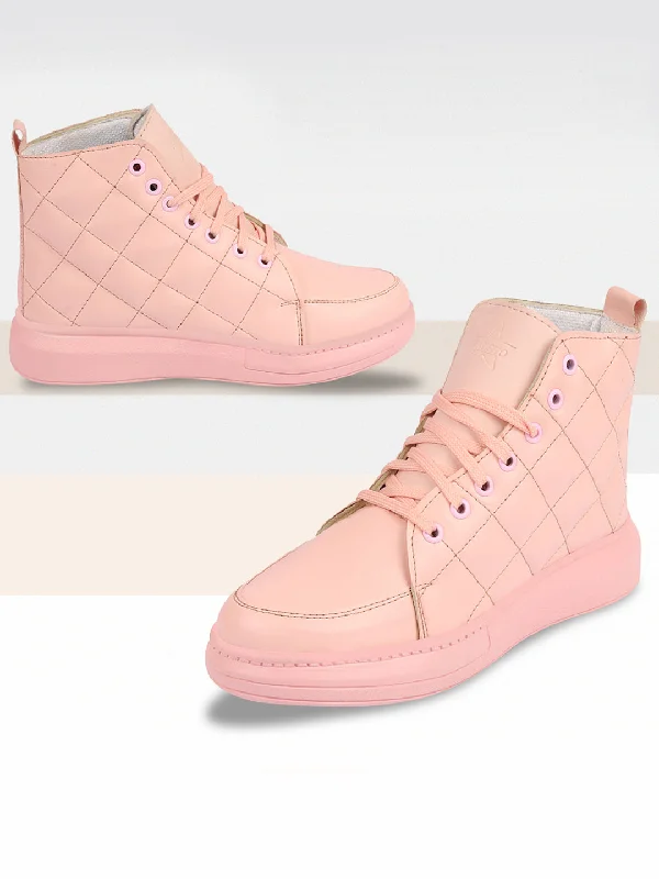 Patterned Print Women's Sneakers in Floral Designs for a Feminine and Fashion - Forward LookWomen Pink High Ankle Top Wedge Heels Stitched Design Lace Up Sneakers Shoes Patterned Print Women's Sneakers in Floral Designs for a Feminine and Fashion - Forward LookWomen Pink High Ankle Top Wedge Heels Stitched Design Lace Up Sneakers Shoes