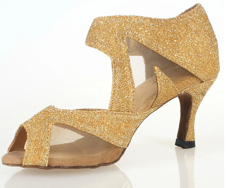 Split - Sole Modern Dance Shoes in Beige for Enhanced FlexibilityGold Sparkle Ballroom Dance Shoes Latin Salsa Dance Shoes