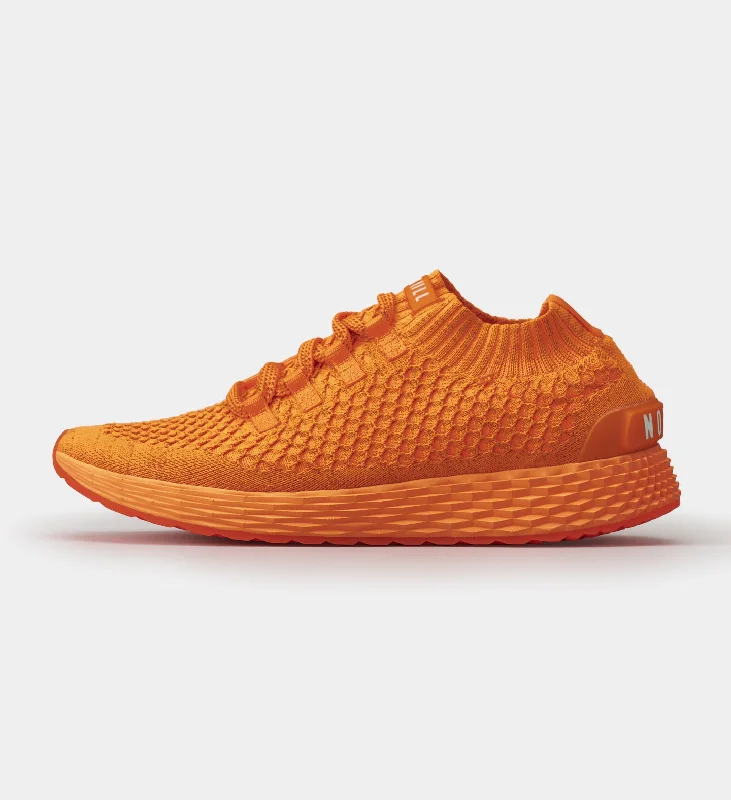 Stretchable Fabric Women's Running Shoes in Orange for a Snug and Flexible FitWomen's Reflective NOBULL ASPIRE Stretchable Fabric Women's Running Shoes in Orange for a Snug and Flexible FitWomen's Reflective NOBULL ASPIRE