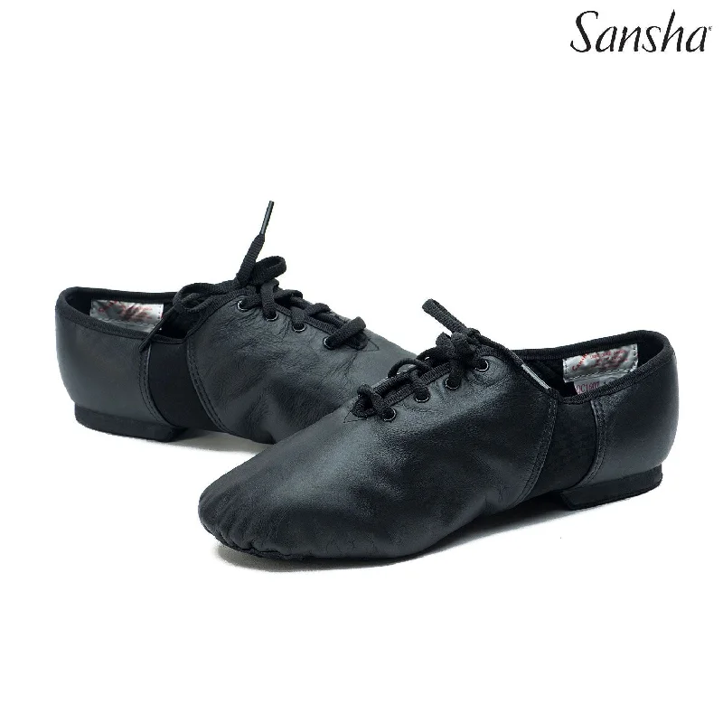 Women's Professional Leather Ballet Dance Shoes in Pink for EnthusiastsSansha Black Leather Split Sole Jazz Shoe JS1 Women's Professional Leather Ballet Dance Shoes in Pink for EnthusiastsSansha Black Leather Split Sole Jazz Shoe JS1