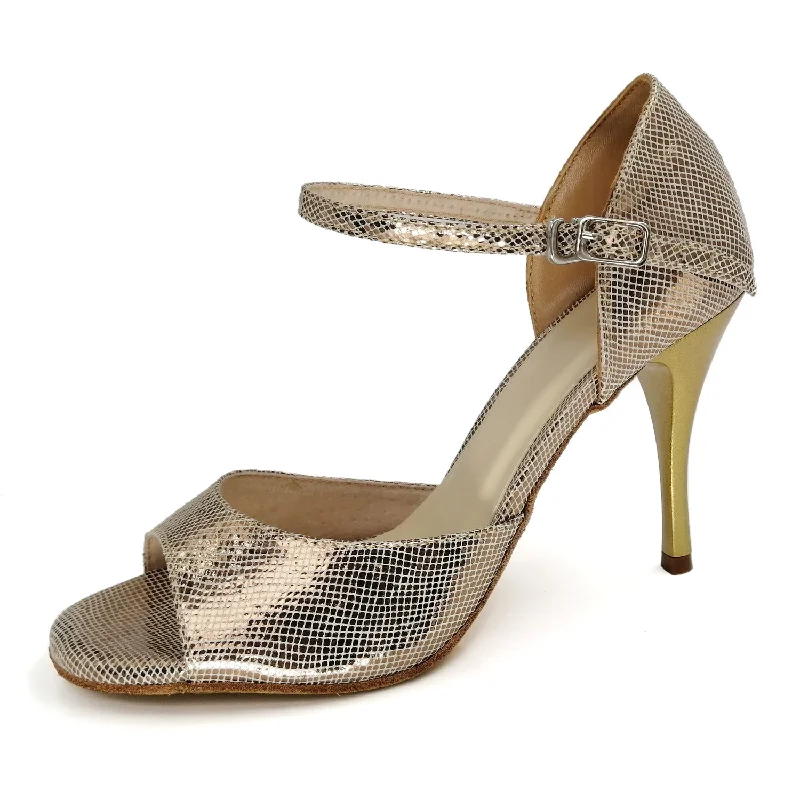 Adjustable Strap Ballroom Dance Shoes in Silver for a Secure FitSHJ Women's Champagne Real Leather 10cm Heels Dance Tango Shoes Adjustable Strap Ballroom Dance Shoes in Silver for a Secure FitSHJ Women's Champagne Real Leather 10cm Heels Dance Tango Shoes