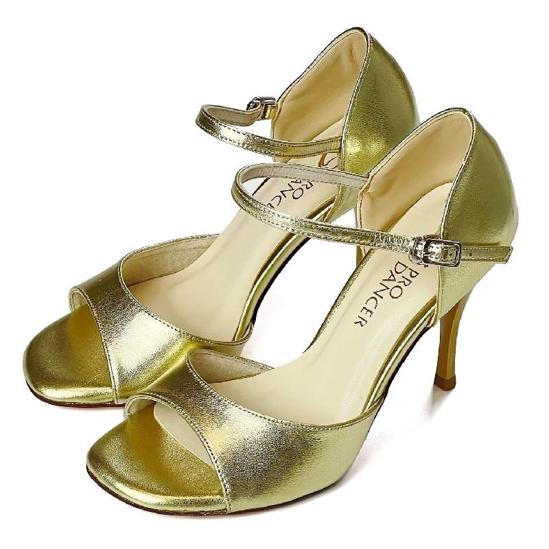 Women's Lace - Up Latin Dance Shoes in Coral with Shock - Absorbing InsolesSHJ Women's Gold Real Leather 10cm Heels Dance Tango Shoes Women's Lace - Up Latin Dance Shoes in Coral with Shock - Absorbing InsolesSHJ Women's Gold Real Leather 10cm Heels Dance Tango Shoes